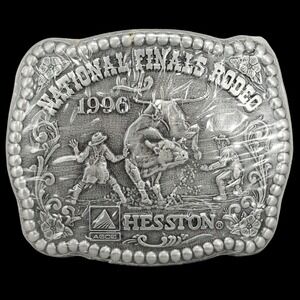 1996 National Finals Rodeo Hesston Belt Buckle Bull Rider Western Cowboy NEW